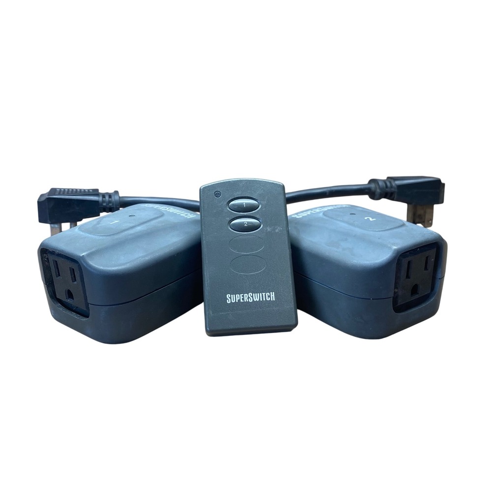 Super Switch KSI-393 Wireless Remote Control Outdoor Outlet Set 2 Receivers Gray